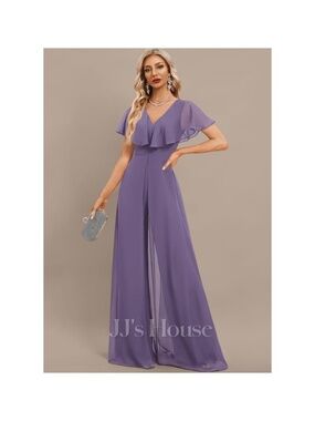 JJ’s House Beate Overskirt Chiffon Formal Jumpsuit Tahiti Purple Women’s Size 6